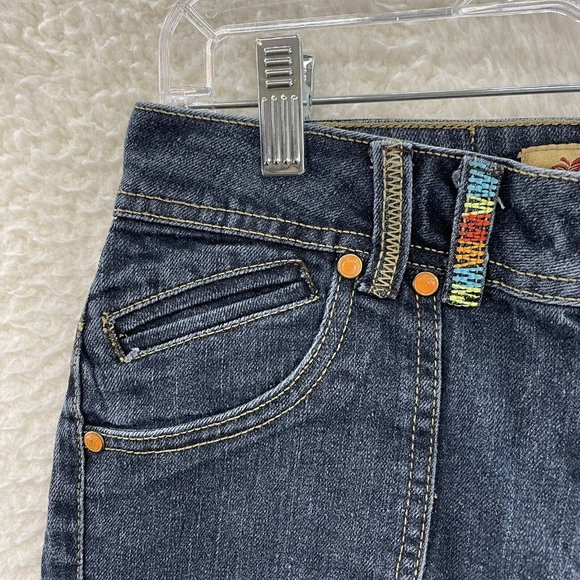 Y2K 2000 Apple Bottoms Bimbo McBling Embroidered Rhinestone Denim Bermuda 4 26 S - Picture 5 of 11